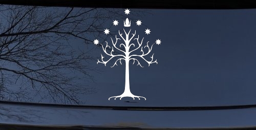 White Tree of Gondor Rings Car or Truck Window Decal Sticker