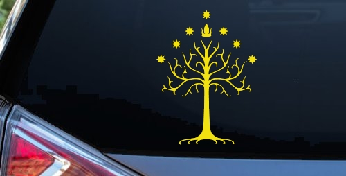 White Tree of Gondor Rings Car or Truck Window Decal Sticker