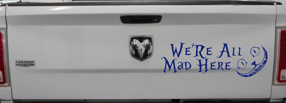 We're All Mad Here Cheshire Cat Wonderland Car or Truck Window Decal Sticker