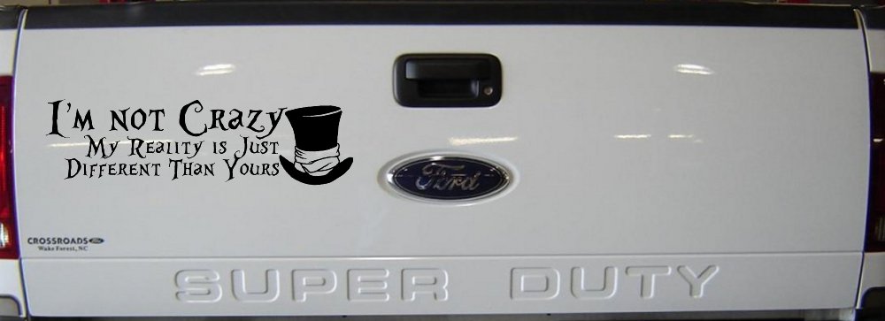 I'm Not Crazy My Reality is Just Different Than Yours Mad Hatter Wonderland Car or Truck Window Decal Sticker