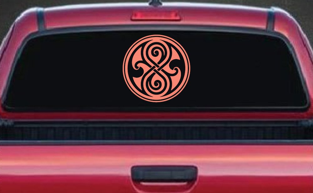 Doctor Who Time lord symbol Seal of Gallifrey Sci Fi Car or Truck Window Decal Sticker (Coral)