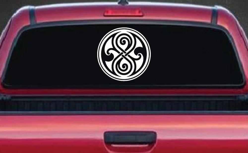Doctor Who Time lord symbol Seal of Gallifrey Sci Fi Car or Truck Window Decal Sticker (White)