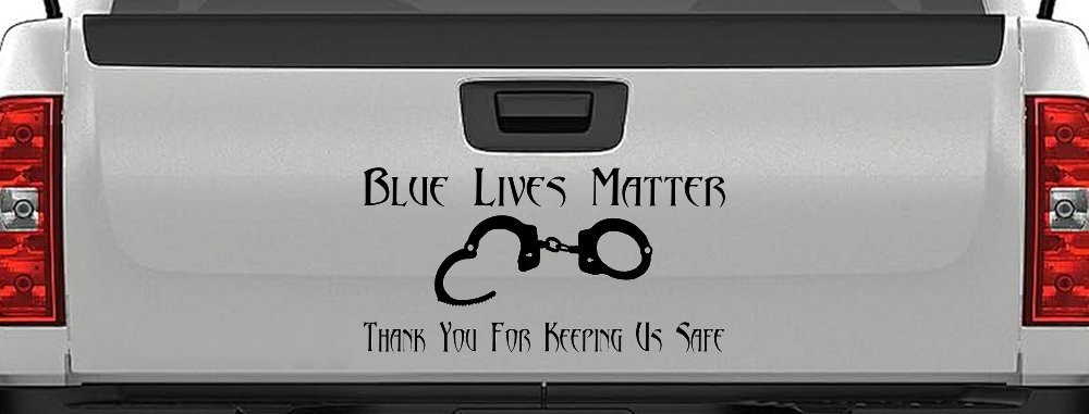 Blue Lives Matter Thank You Police For Keeping Us Safe Car or Truck Window Decal Sticker (Black)