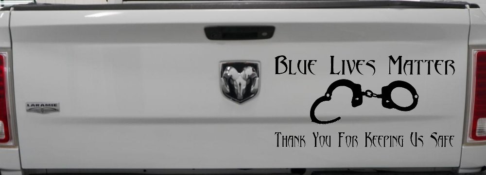 Blue Lives Matter Thank You Police For Keeping Us Safe Car or Truck Window Decal Sticker (Black)