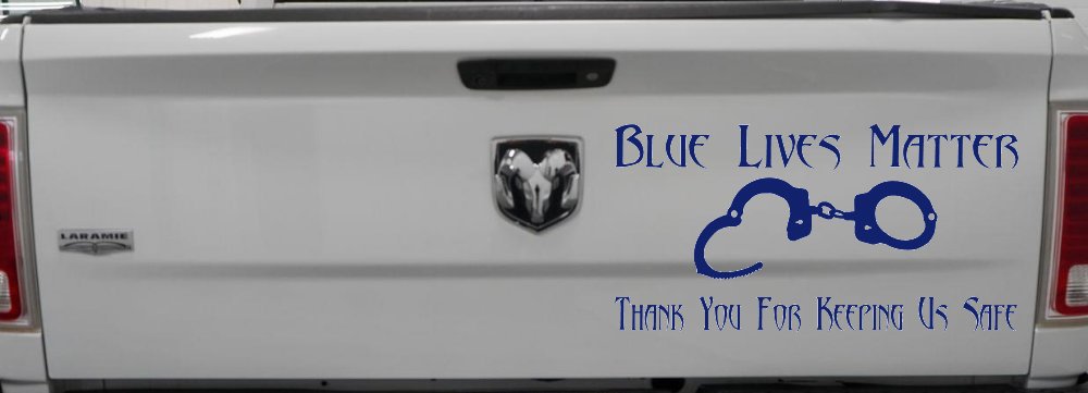 Blue Lives Matter Thank You Police For Keeping Us Safe Car or Truck Window Decal Sticker (Navy)