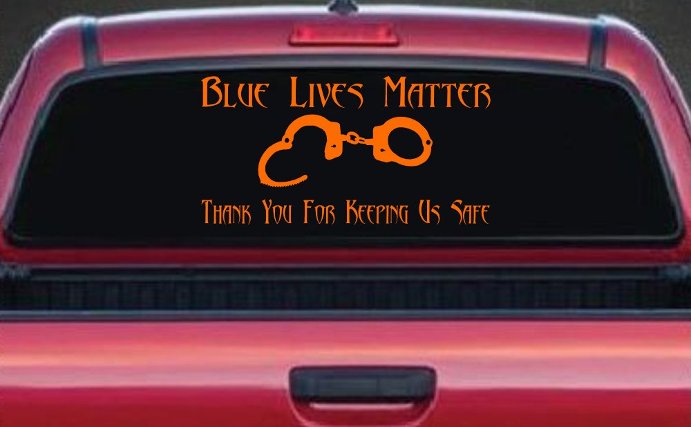 Blue Lives Matter Thank You Police For Keeping Us Safe Car or Truck Window Decal Sticker (Orange)