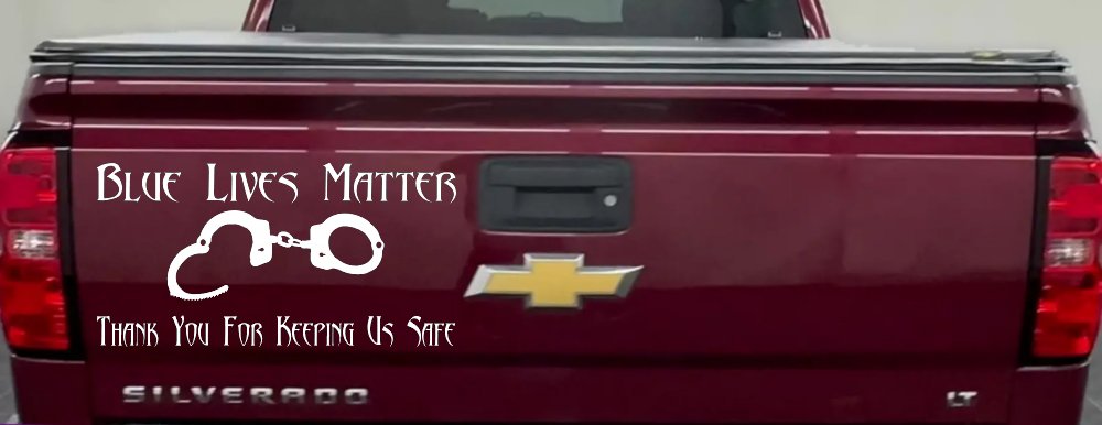 Blue Lives Matter Thank You Police For Keeping Us Safe Car or Truck Window Decal Sticker (White)