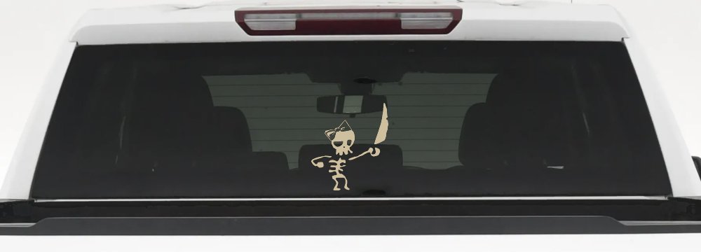 Cute Pirate Girl Skeleton with Sword and Hair Bow Skulls Car or Truck Window Decal Sticker