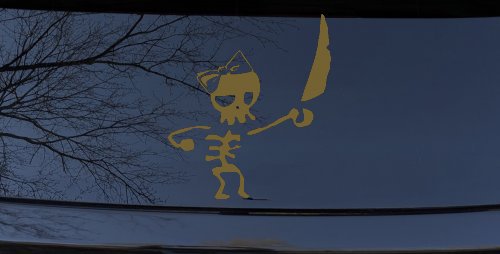 Cute Pirate Girl Skeleton with Sword and Hair Bow Skulls Car or Truck Window Decal Sticker