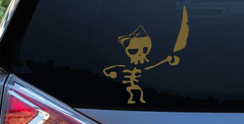 Cute Pirate Girl Skeleton with Sword and Hair Bow Skulls Car or Truck Window Decal Sticker