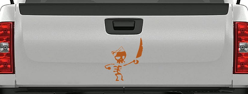 Cute Pirate Girl Skeleton with Sword and Hair Bow Skulls Car or Truck Window Vinyl Decal Sticker (Nut Brown)