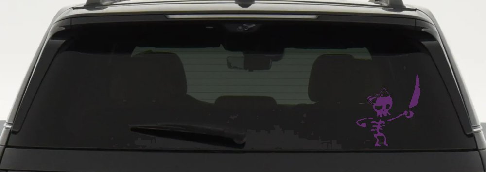 Cute Pirate Girl Skeleton with Sword and Hair Bow Skulls Car or Truck Window Decal Sticker
