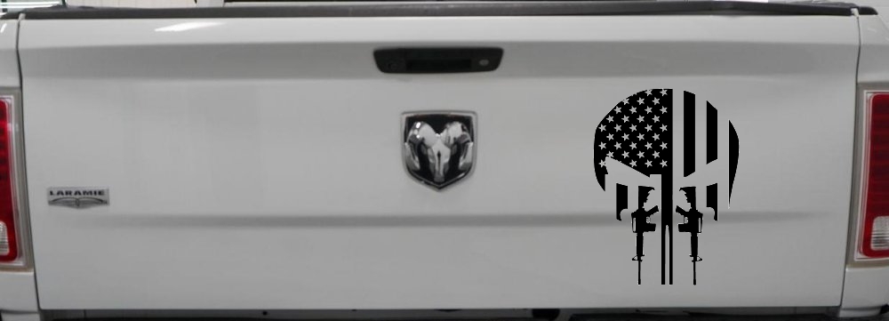 Punisher Skull US American Flag Vertical AR15 AR 15 Teeth  Military Car or Truck Window Decal Sticker