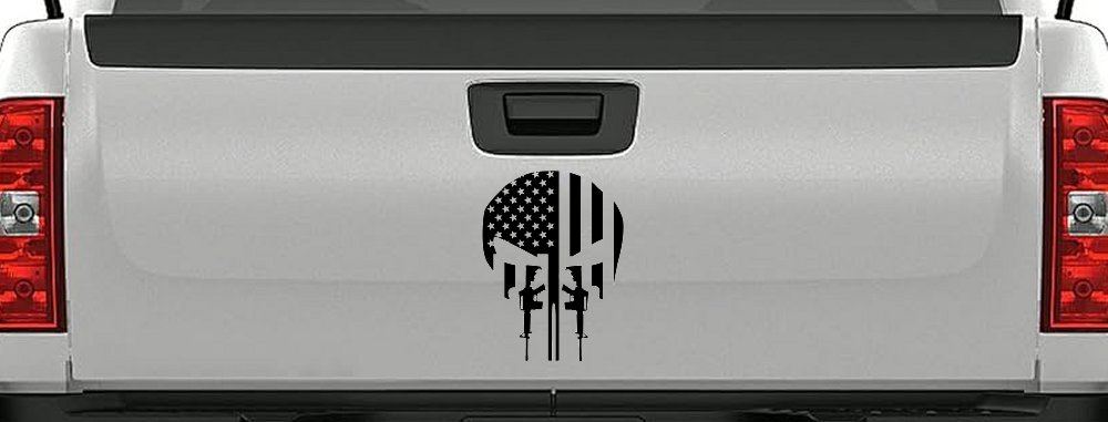 Punisher Skull US American Flag Vertical AR15 AR 15 Teeth  Military Car or Truck Window Decal Sticker