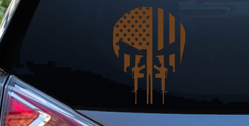Punisher Skull US American Flag Vertical AR15 AR 15 Teeth  Military Car or Truck Window Decal Sticker