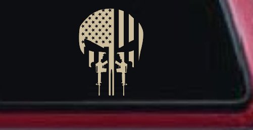 Punisher Skull US American Flag Vertical AR15 AR 15 Teeth  Military Car or Truck Window Decal Sticker