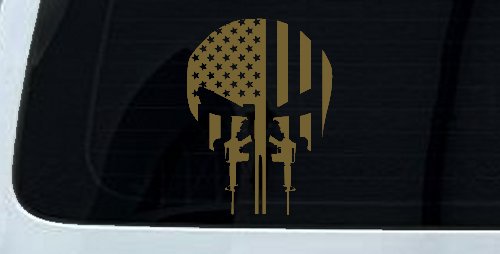 Punisher Skull US American Flag Vertical AR15 AR 15 Teeth  Military Car or Truck Window Decal Sticker