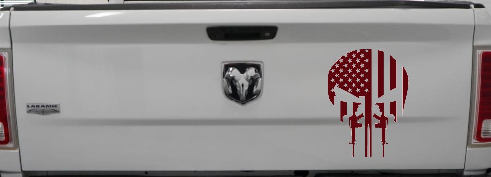 Punisher Skull US American Flag Vertical AR15 AR 15 Teeth  Military Car or Truck Window Decal Sticker