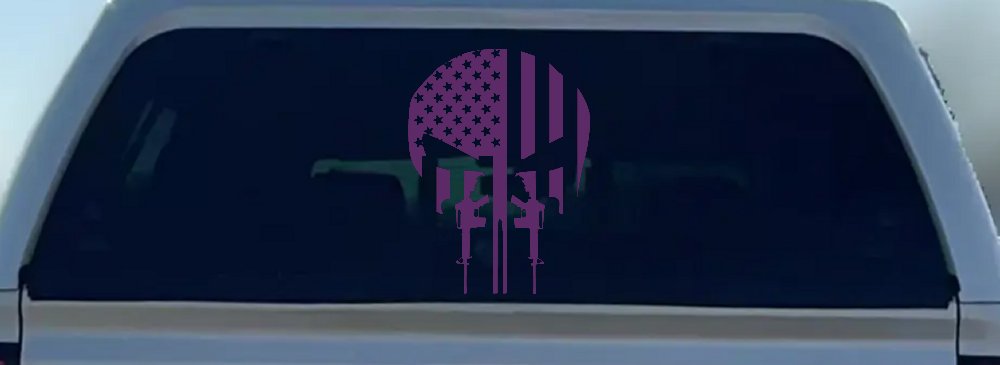 Punisher Skull US American Flag Vertical AR15 AR 15 Teeth  Military Car or Truck Window Decal Sticker
