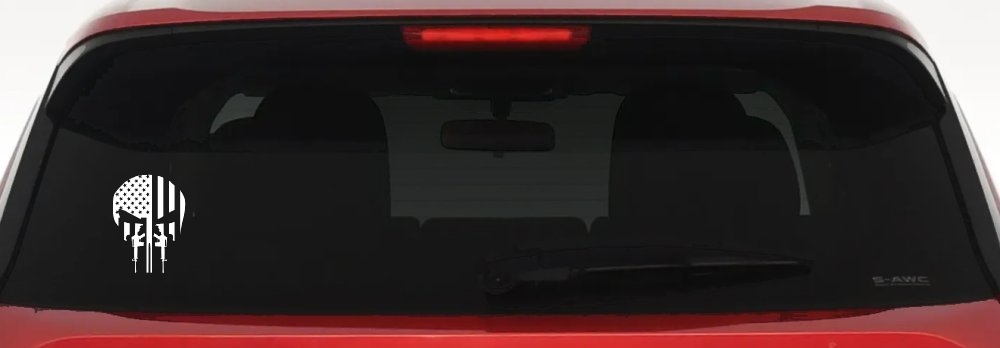 Punisher Skull US American Flag Vertical AR15 AR 15 Teeth  Military Car or Truck Window Decal Sticker