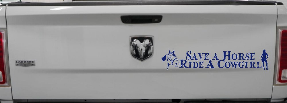 Save a Horse Ride a Cowgirl Western Rodeo Farm Ranch Car or Truck Window Vinyl Decal Sticker (Navy)