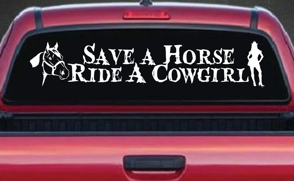 Save a Horse Ride a Cowgirl Western Rodeo Farm Ranch Car or Truck Window Decal Sticker