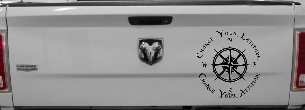 Change Your Latitude Change Your Attitude with Rose Compass Car or Truck Window Decal Sticker (Matte Black)