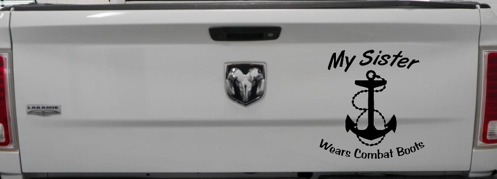 My Sister Wears Combat Boots Navy Military Car or Truck Window Decal Sticker