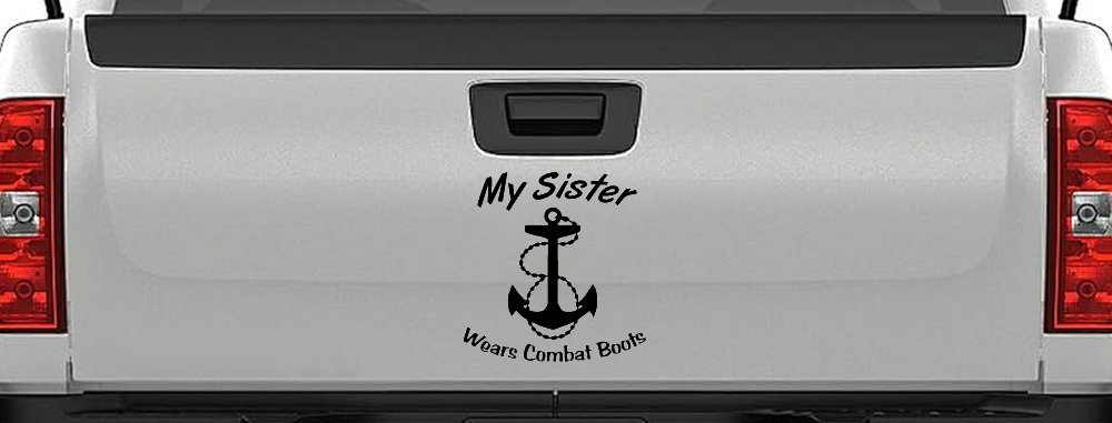 My Sister Wears Combat Boots Navy Military Car or Truck Window Decal Sticker