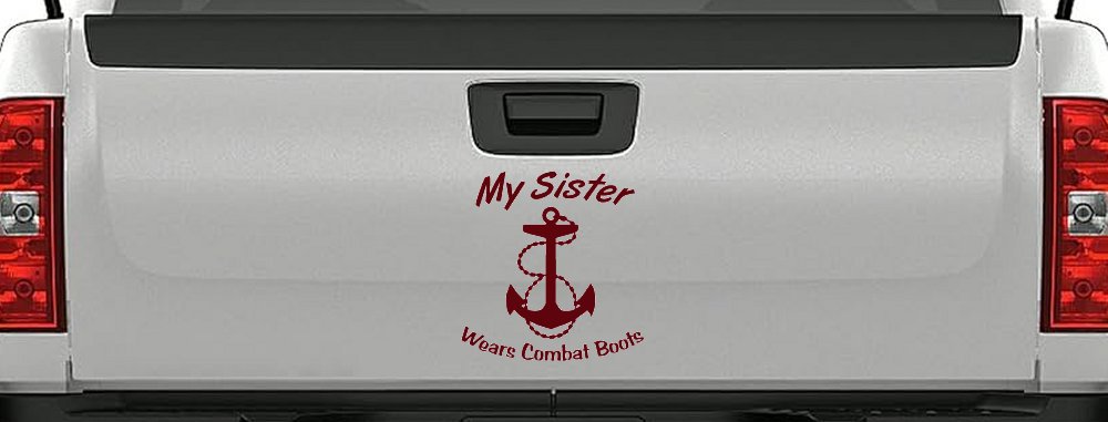 My Sister Wears Combat Boots Navy Military Car or Truck Window Decal Sticker