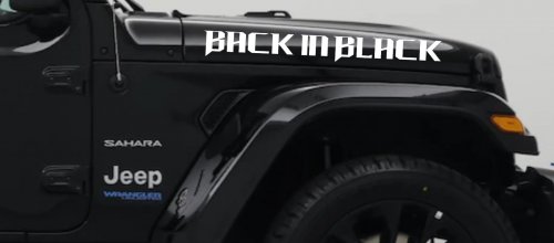 Back in Black Car or Truck Window Decal Sticker (White)