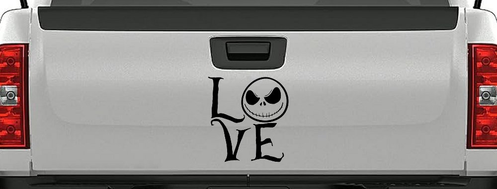 Love Gothic Halloween Jack Skellington The Nightmare Before Christmas  Gothic Halloween Car or Truck Window Decal Sticker (Black)