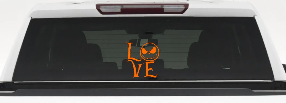 Love Gothic Halloween Jack Skellington The Nightmare Before Christmas  Gothic Halloween Car or Truck Window Decal Sticker (Orange)
