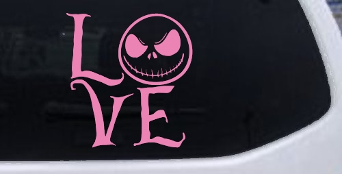 Love Gothic Halloween Jack Skellington The Nightmare Before Christmas  Gothic Halloween Car or Truck Window Decal Sticker
