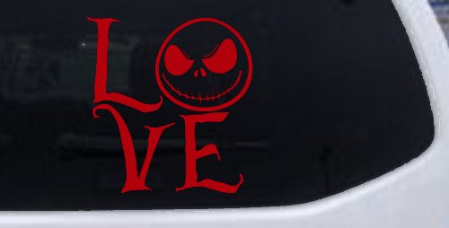 Love Gothic Halloween Jack Skellington The Nightmare Before Christmas  Gothic Halloween Car or Truck Window Decal Sticker (Red)