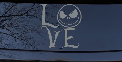 Love Gothic Halloween Jack Skellington The Nightmare Before Christmas  Gothic Halloween Car or Truck Window Decal Sticker (Telegrey)