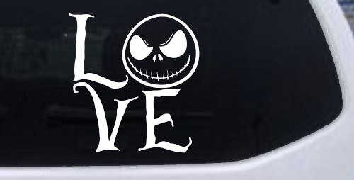 Love Gothic Halloween Jack Skellington The Nightmare Before Christmas  Gothic Halloween Car or Truck Window Decal Sticker