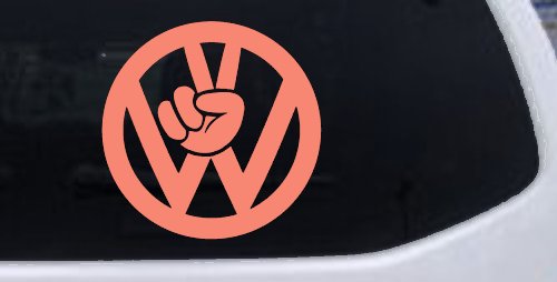 VW Volkswagen with Peace Sign Hand Car or Truck Window Decal Sticker