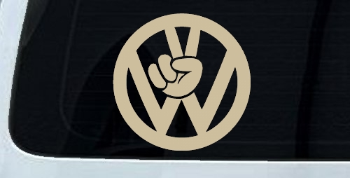 VW Volkswagen with Peace Sign Hand Car or Truck Window Decal Sticker
