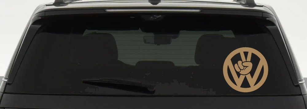 VW Volkswagen with Peace Sign Hand Car or Truck Window Decal Sticker