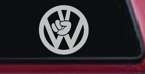 VW Volkswagen with Peace Sign Hand Car or Truck Window Decal Sticker