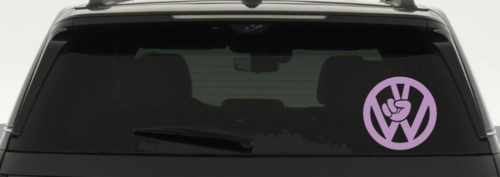 VW Volkswagen with Peace Sign Hand Car or Truck Window Decal Sticker
