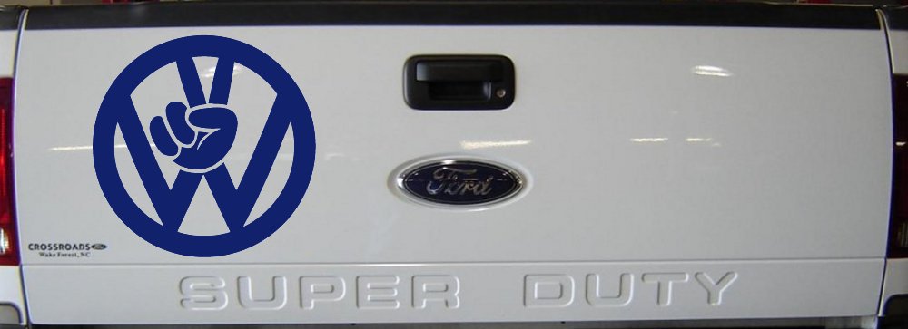 VW Volkswagen with Peace Sign Hand Car or Truck Window Decal Sticker