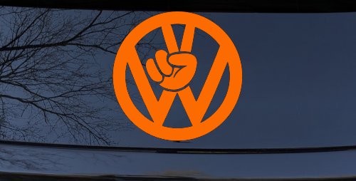 VW Volkswagen with Peace Sign Hand Car or Truck Window Decal Sticker