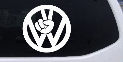 VW Volkswagen with Peace Sign Hand Car or Truck Window Decal Sticker