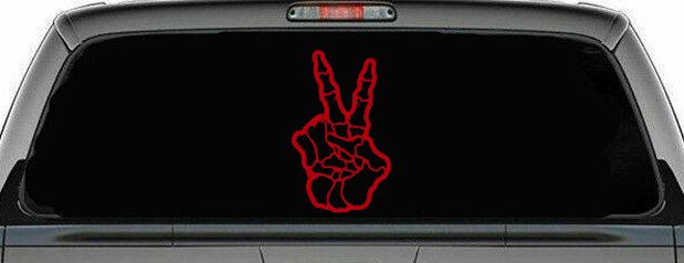 Skeleton Hand Peace Sign Car or Truck Window Decal Sticker