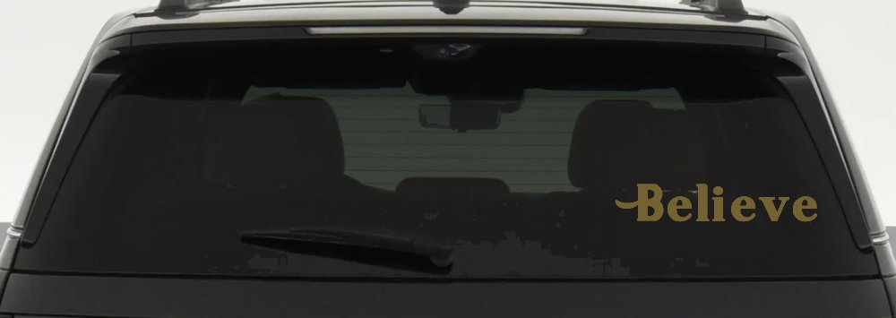 Believe Christian Car or Truck Window Decal Sticker (Gold)