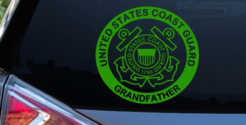 United States Coast Guard Grandfather Military Car or Truck Window Decal Sticker (Lime)