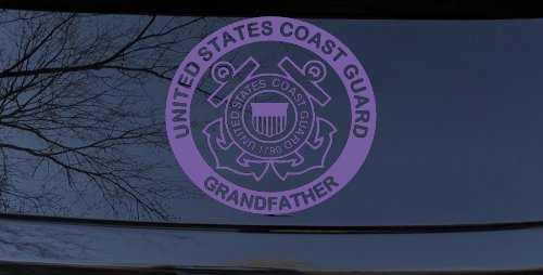 United States Coast Guard Grandfather Military Car or Truck Window Decal Sticker (Purple)