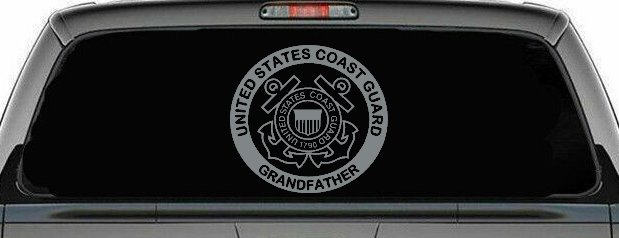 United States Coast Guard Grandfather Military Car or Truck Window Decal Sticker (Telegrey)